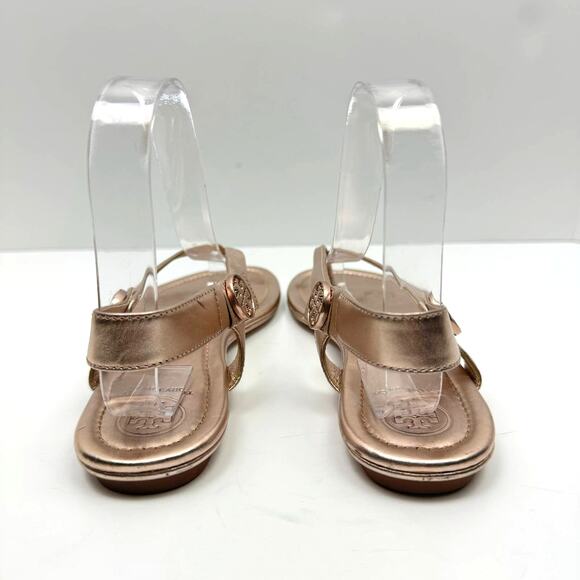 Tory Burch | Minnie Metallic Rose Gold Flat Slingback Flip Flop Travel Sandals - Picture 6 of 13